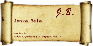 Janka Béla névjegykártya